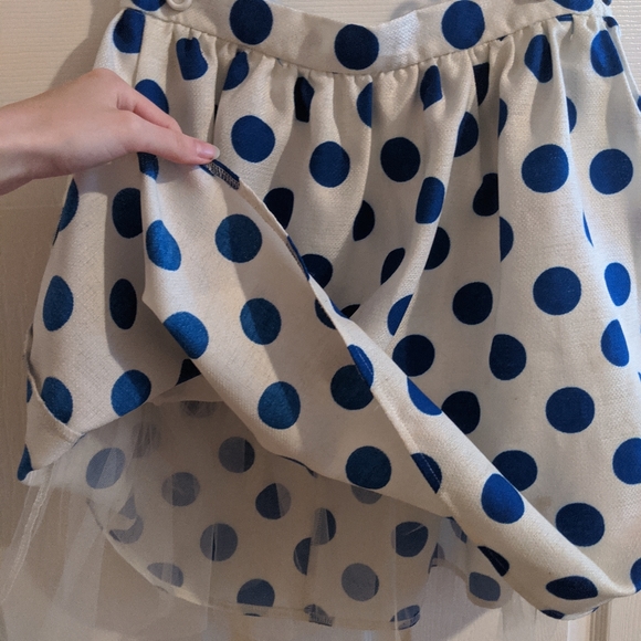 Polka Dot Blue & White Mini Skirt w/ Tulle Lining - Picture 5 of 5